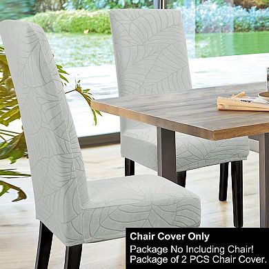 2pcs Jacquard Stretch Removable Dining Room Chair Covers