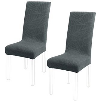 2 pc Jacquard Stretch Removable Dining Room Chair Covers