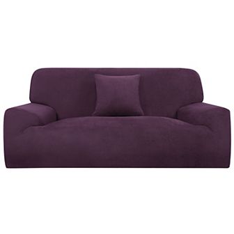 Velvet Plush Stretch XL Sofa Slipcover with Cushion Cover