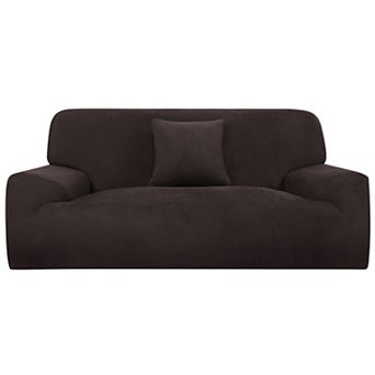 Velvet Plush Stretch Sofa Slipcover with Cushion Cover