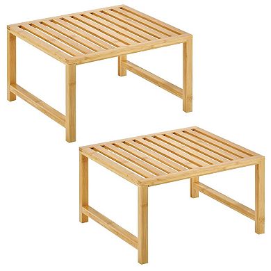 mDesign Wooden Stackable Shelf - Kitchen Food Organizer - 2 Pack, Natural Bamboo