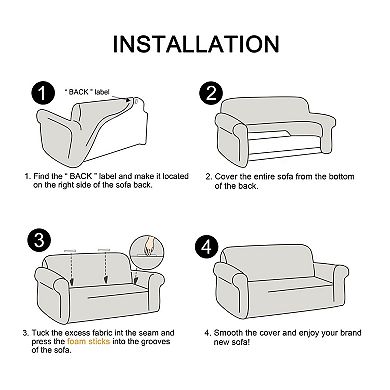 Stretch Sofa Slipcover with Elastic Bottom, 1-Piece Sofa Cover for 4 Seater
