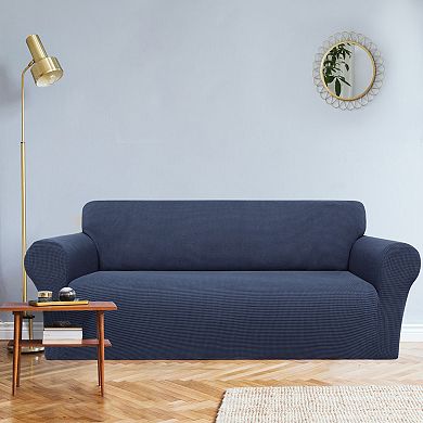Stretch Sofa Slipcover with Elastic Bottom, 1-Piece Sofa Cover for 4 Seater