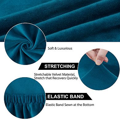 6 Pcs Velvet Dining Chair Seat Cover Elastic Stretchable Slipcovers 18"x18"