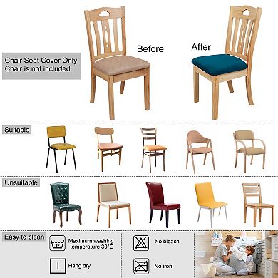 6 Pcs Velvet Dining Chair Seat Cover Elastic Stretchable Slipcovers 18"x18"
