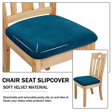 6 Pcs Velvet Dining Chair Seat Cover Elastic Stretchable Slipcovers 18"x18"