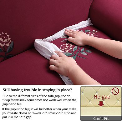 Stretch Sofa Cover Floral Printed Couch Slipcover for 2 Seater Armchair Furniture w One Pillowcase
