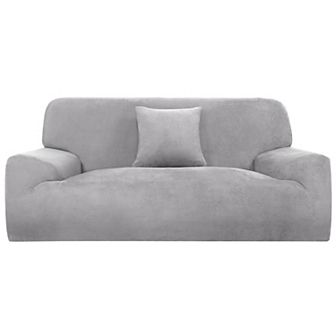 Velvet Plush Stretch Sofa Slipcover with Cushion Cover