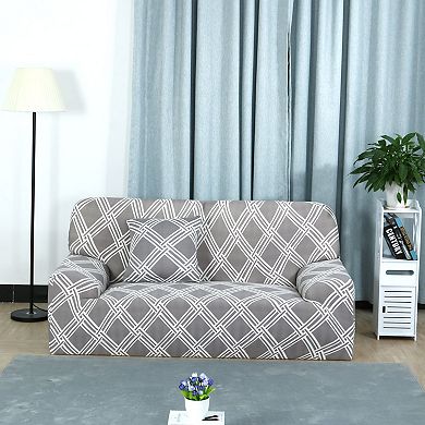 Stretch Chair Sofa Covers Couch Cover Slipcover with Cross Stripes Simple Style