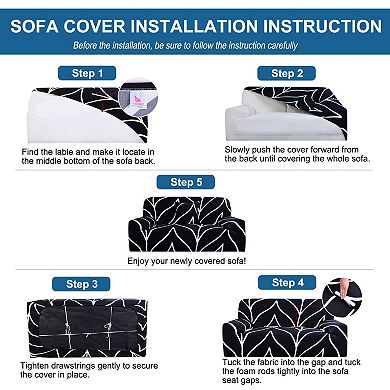 Sofa Couch Covers 1-Piece Polyester Spandex Fabric Stretch Floral Slipcover