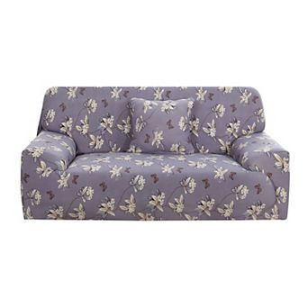 Printed Sofa Cover Stretch Couch Slipcover Furniture with One Pillow Cover for Chair Loveseat Sofas