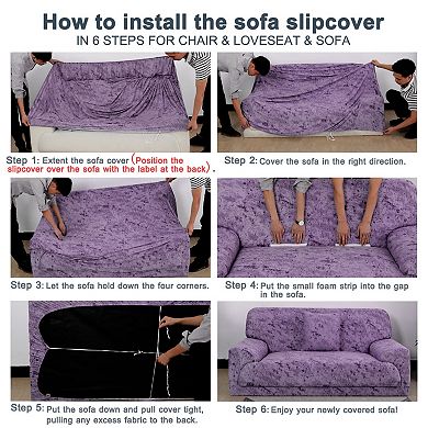 Printed Sofa Cover Stretch Couch Slipcover Furniture with One Pillow Cover for Chair Loveseat Sofas