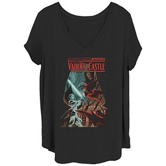 Juniors' Plus Size Star Wars Vaders Saber Castle Comic Cover Graphic Tee
