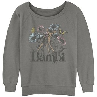 Disney's Bambi Juniors' Watercolor Floral Sketch Slouchy Graphic Sweatshirt
