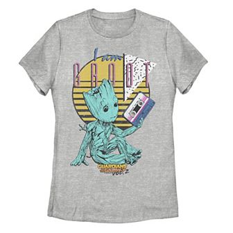 Juniors' Guardians Vol. 2 Baby Groot Retro 90's Tape Graphic Tee