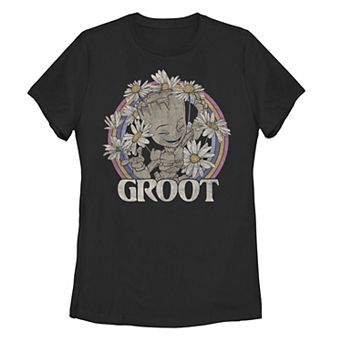 Juniors' Guardians of the Galaxy Classic Daisy Groot Logo Graphic Tee