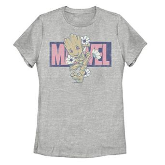 Juniors' Guardians Of The Galaxy Groot Running Floral Graphic Tee