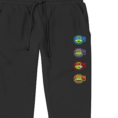 Men's Teenage Mutant Ninja Turtles Heads Pixel Art Banded Bottom Pajama Pants
