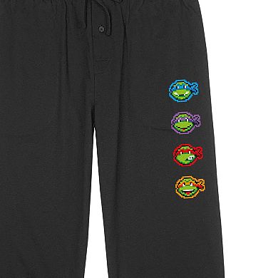 Men's Teenage Mutant Ninja Turtles Heads Pixel Art Pajama Pants