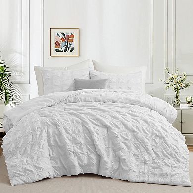 Unikome All Season 3-Piece Bubble Ruched Down Alternative Comforter Set