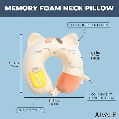 Juvale Kid's Cat Travel Pillow, Memory Foam, for Airplanes, Car Rides, Train Commutes (11.8 x 11.8 x 3.9 in)