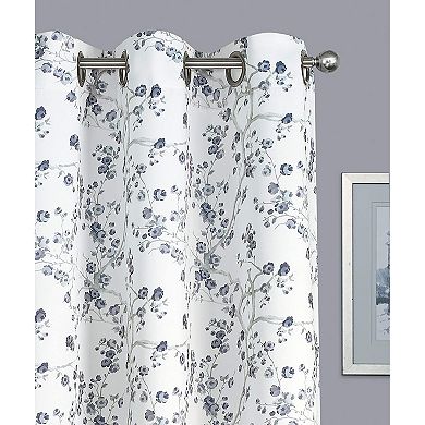 Kate Aurora Living Cherry Blossom Designed Grommet Top Window Curtains - 84 in. Long