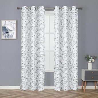 Kate Aurora Living Cherry Blossom Designed Grommet Top Window Curtains - 84 in Long