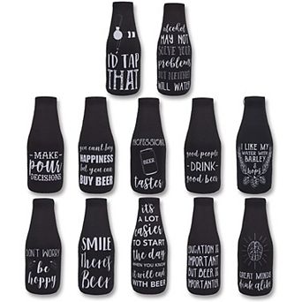 12 Funny Quotes 12oz Insulated Beer Bottle Cooler Zipper Sleeves, 2.5"x4"