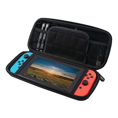 Insten Carrying Case Compatible with Nintendo Switch and OLED Model Console with 10 Game Slots and Pocket for Accessories, Protective Hard Travel Pouch for Girls Boys, Blue