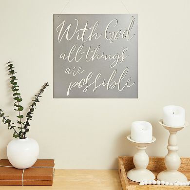 Christian Wall Decor, With God All Things Are Possible Matthew 19:26 (13 X 13 In)