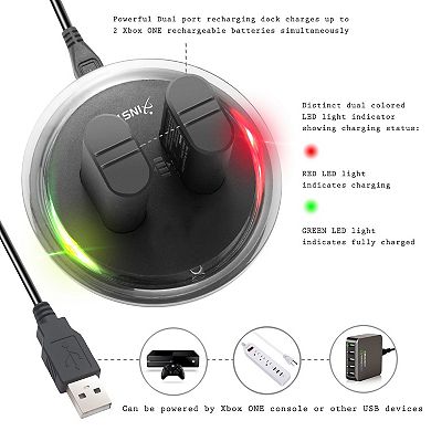 For Xbox One Controller Play Charging Cable + 2x Rechargeable Battery Pack