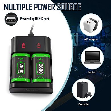 2 2600mah Battery For Xbox Series X S One Controller With Charging Station Usb-c