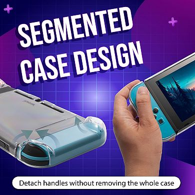 Dockable Case For Nintendo Switch & Joy-con Detachable 3-in-1 Hard Cover, Clear