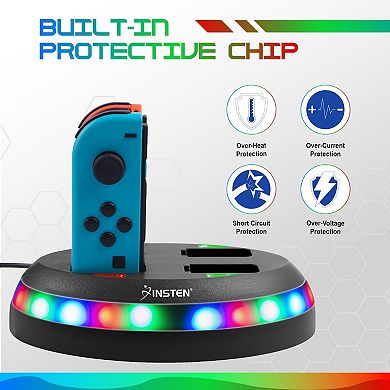 For Nintendo Switch Joy-con Controller Charger Rgb Flash Light Charging Station