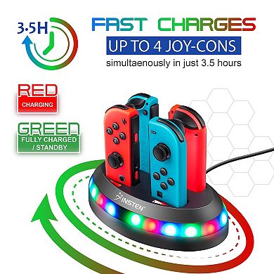 For Nintendo Switch Joy-con Controller Charger Rgb Flash Light Charging Station