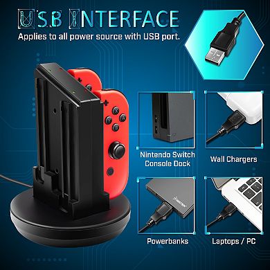 For Nintendo Switch Joy-con Controller Charger 4-in-1 Usb Charging Station Dock
