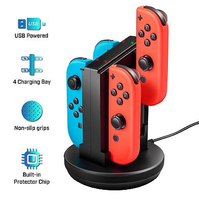 For Nintendo Switch Joy-con Controller Charger 4-in-1 Usb Charging Station Dock