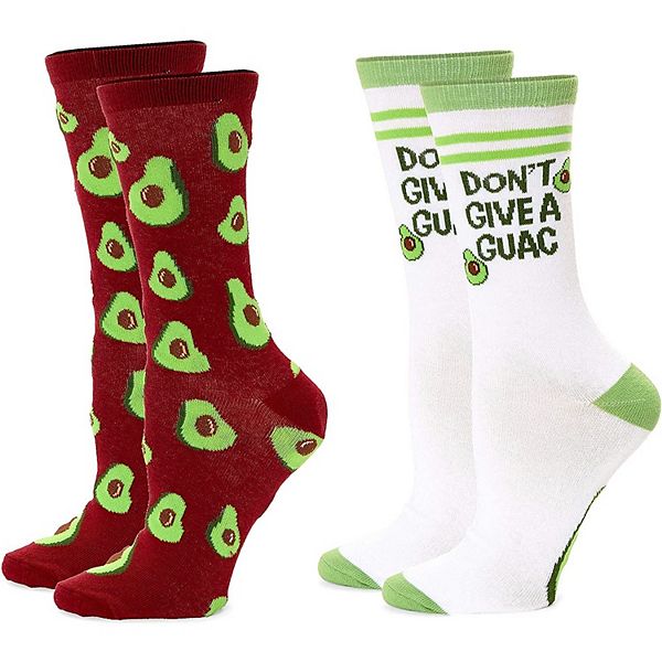 Zodaca Avocado Socks for Men and Women, Novelty Sock Set (One Size, 2