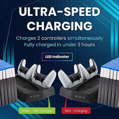 For Ps5 Stand And Cooling Station With Dual Controller Charging Dock Charger