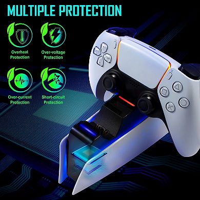 For PS5 Controller Charging Station LED USB-C Fast Charger Dock Dual Charge Slot