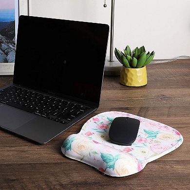 Okuna Outpost Floral Mouse Pad with Wrist Rest, Office Desk Accessory