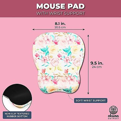 Okuna Outpost Floral Mouse Pad with Wrist Rest, Office Desk Accessory