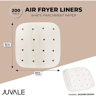 200 Pack Air Fryer Sheet Liners, White Parchment Paper  Squares (8.5 x 8.5 In)