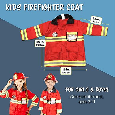 Fireman Costume for Boys and Girls, Kids Halloween Costume Set (9 Pieces)