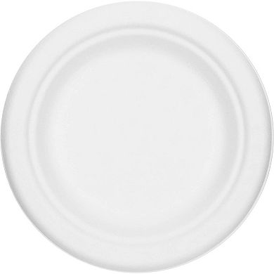 Small White Sugarcane Bagasse Plates, Round Dessert Plates (6 In, 125 Pack)