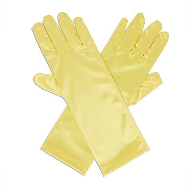 4 Pairs Satin Princess Gloves for Little Girls, Dress Up Costumes for Tea Party, Birthday (4 Colors)