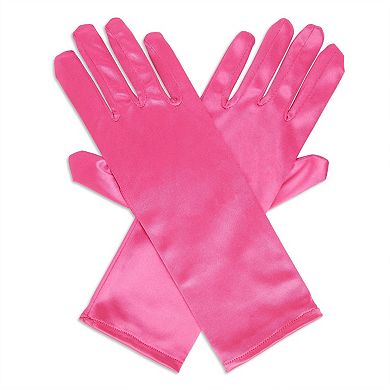 4 Pairs Satin Princess Gloves for Little Girls, Dress Up Costumes for Tea Party, Birthday (4 Colors)