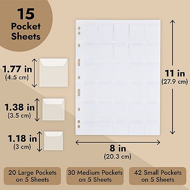 15x Coin Collecting Album Sleeves Collector Supplies Clear Pocket Page 8 X 11 In