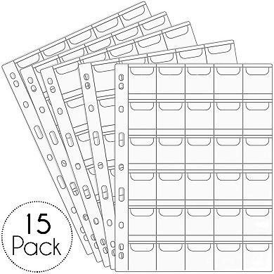15x Coin Collecting Album Sleeves Collector Supplies Clear Pocket Page 8 X 11 In