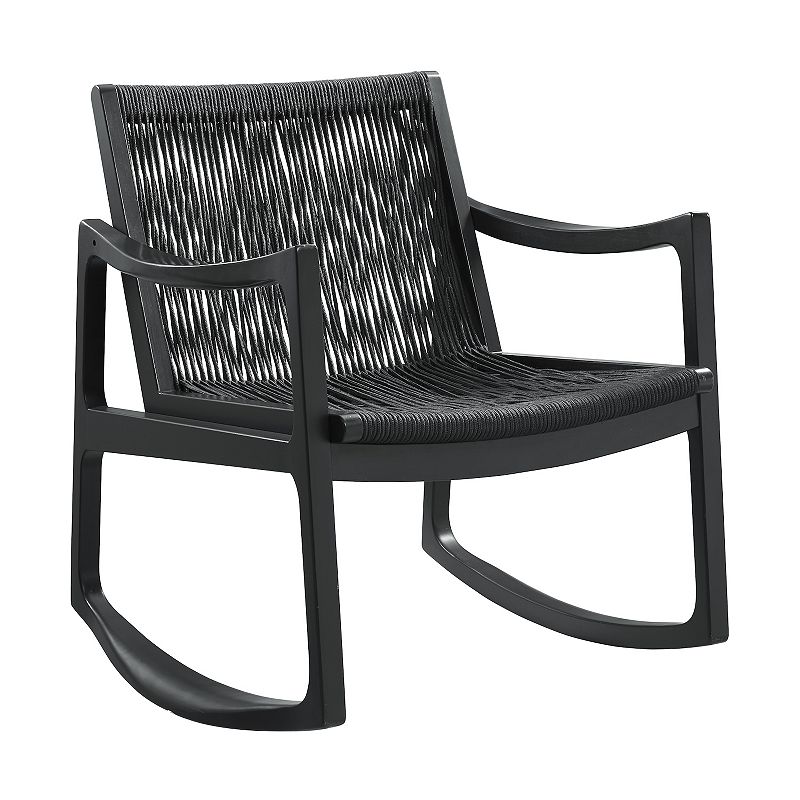Linon Jeno Woven Rocking Chair, Black